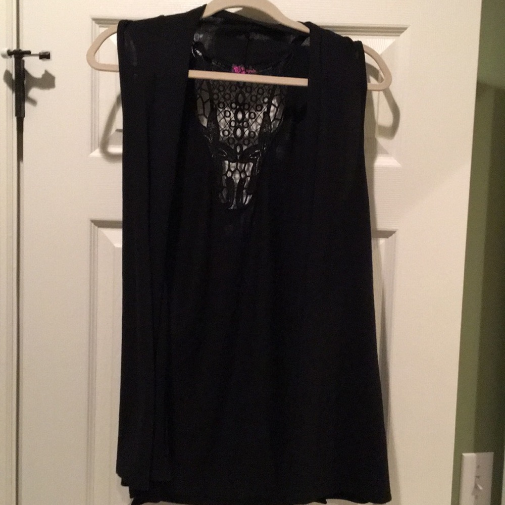 Agenda XL sleeveless cardigan w lace back